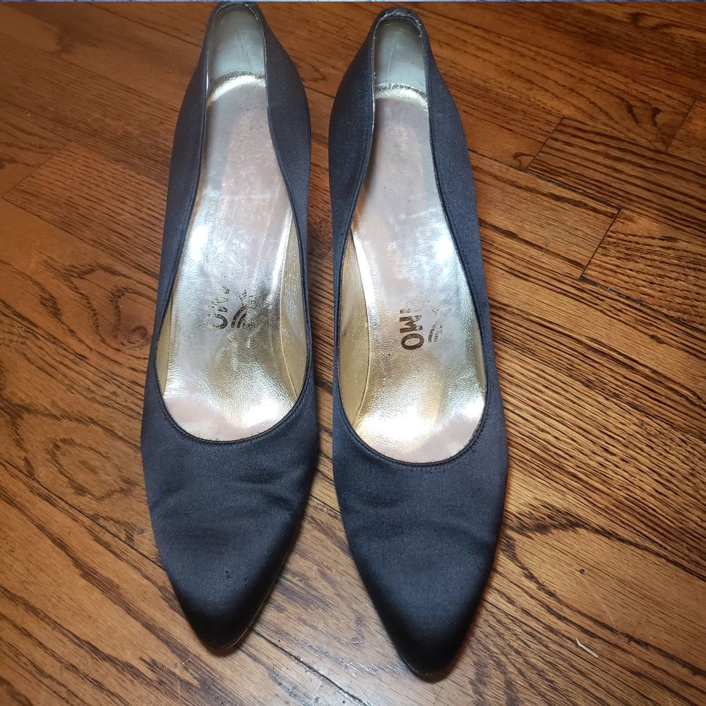 Salvatore Ferragamo Black Satin Pumps